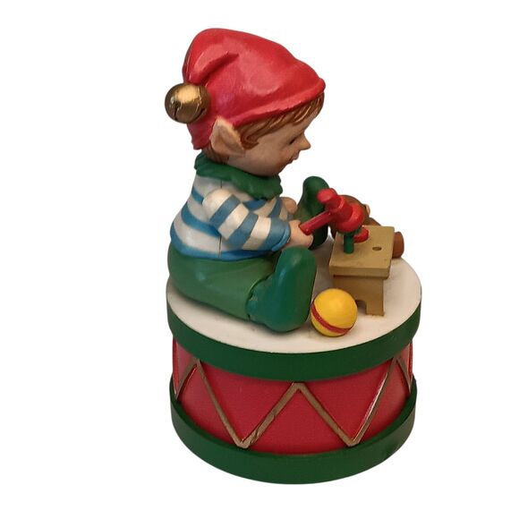 VTG Elf & Toy Workbench Hammers Toy Christmas Figurine Music Box Enesco - Works - Picture 3 of 12